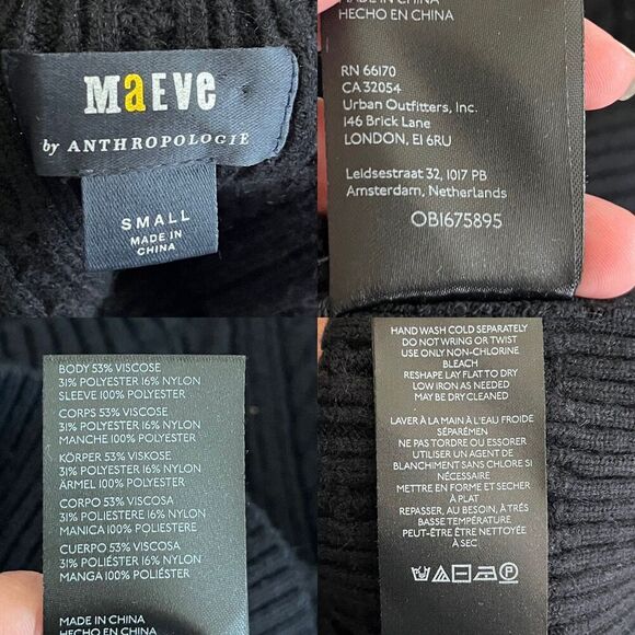 Maeve Women's Size S Black Contrast Sheer Sleeve Cable Knit Striped Sweater Goth - Picture 5 of 16